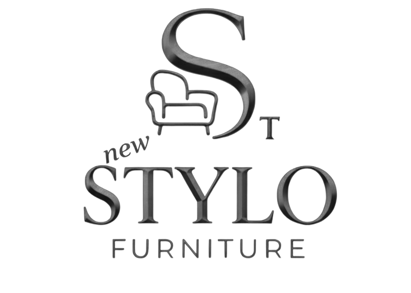 Brand logo for Stylo Furniture featuring a stylized chair icon and bold serif typography that reads 'Stylo Furniture' with 'new' styling.